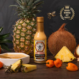 Black Bee Triple Sting Hot Sauce Gift Set (3 Pack) - Pineapple Coconut Habanero, Honey Basil Red Habanero & Mango Menace Carolina Reaper - Small Batch