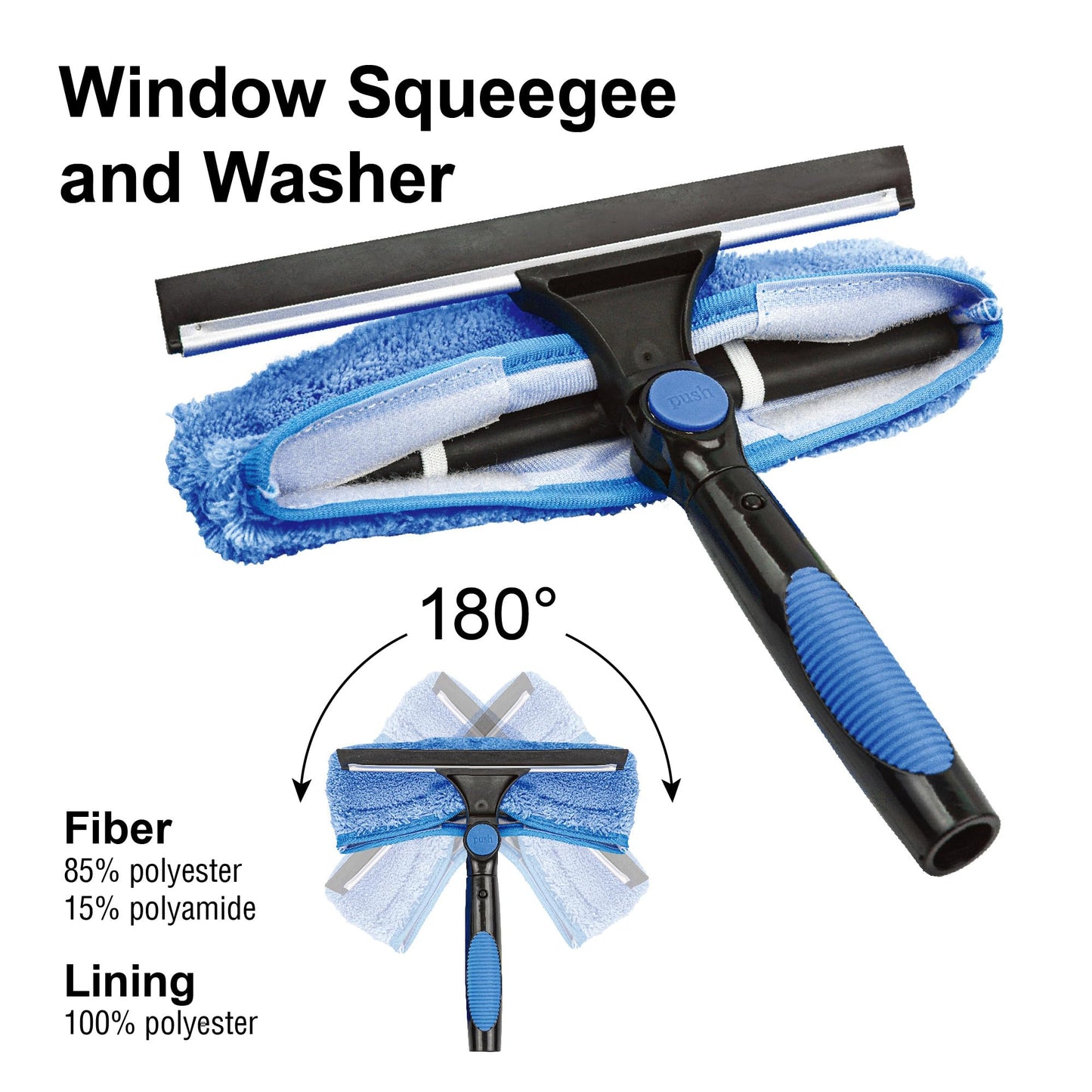 Vaughan 5 Piece Home Cleaning Kit with 24 Foot Telescoping Extension Pole, Window Squeegee and Washer, High Ceiling Fan Duster, Cobweb Duster