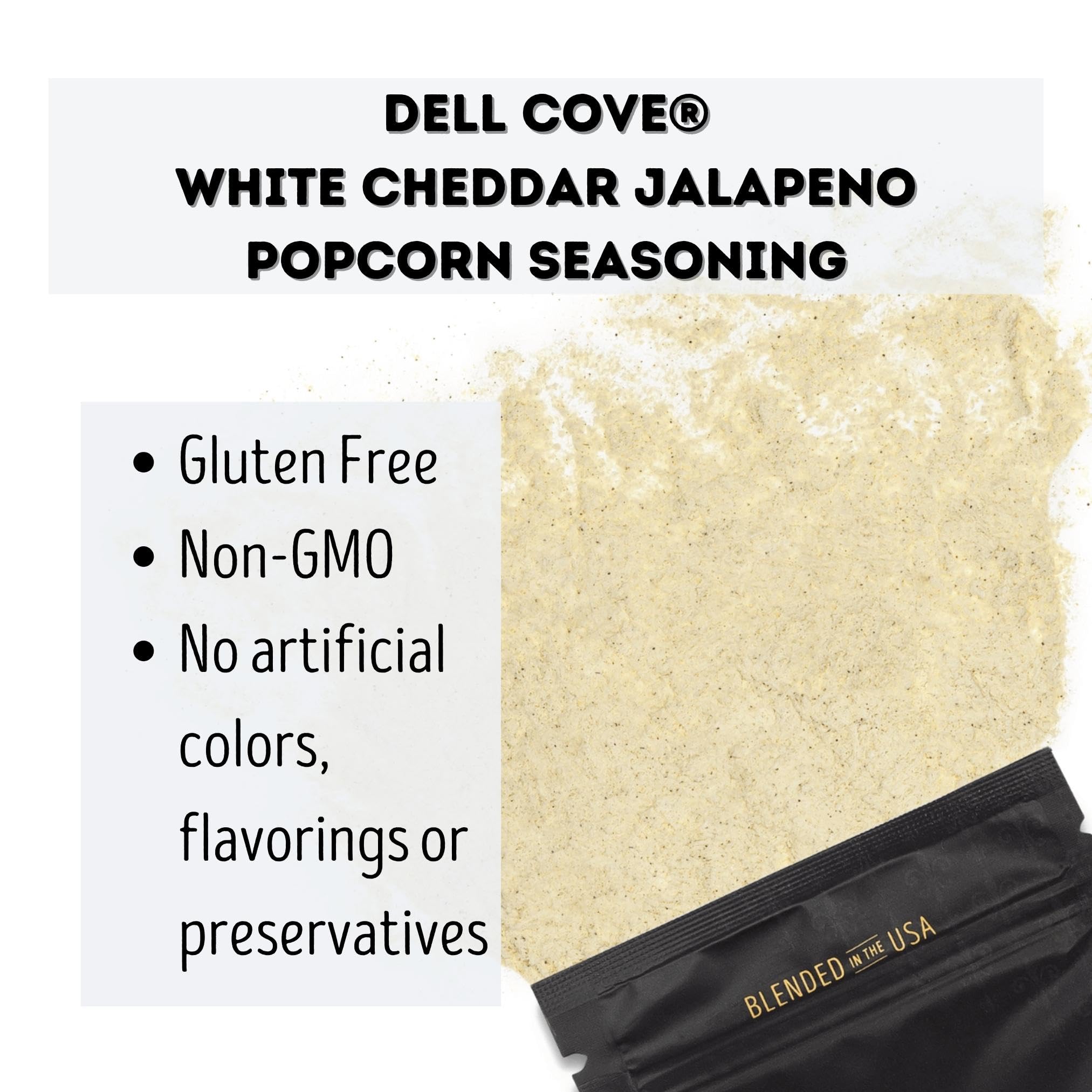 Jalapeno Cheddar Popcorn Seasoning | Spicy Low-Sodium Cheesy Popcorn Topping | Dell Cove Spices, 1 pound+ Bundle of Five
