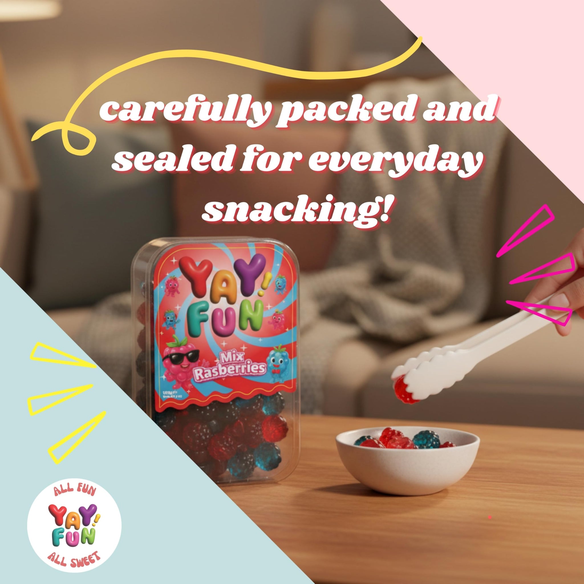 Halal Mix Raspberry Gummy | 6 Pack Bundle (6x7 oz Tubs) | Soft & Chewy Red & Blue Raspberry Gummies | Resealable Tubs in Bulk with Display Box | Halal