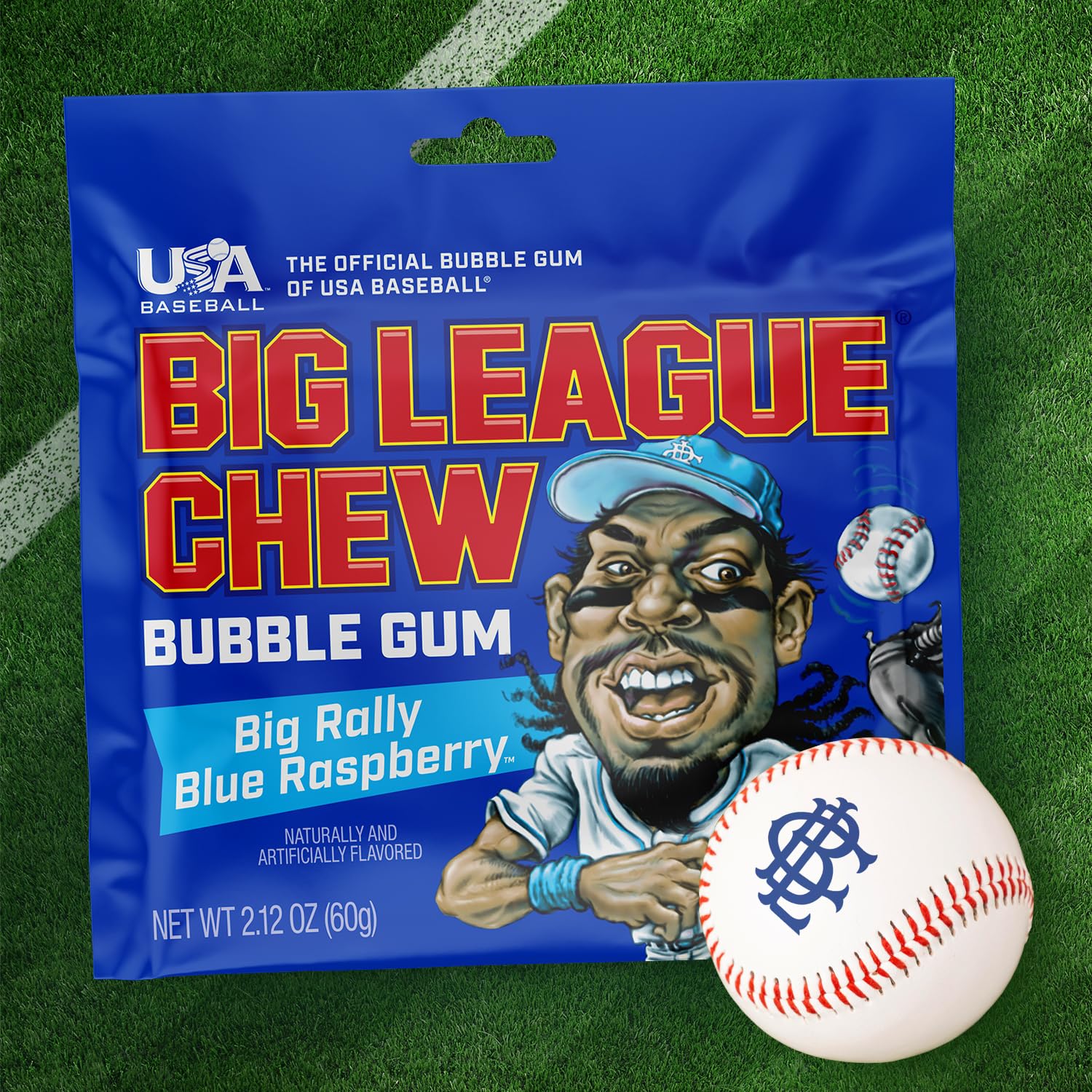 Big League Chew Big Rally Blue Raspberry Bubble Gum - Bold Blue Raspberry Blast | Perfect for Baseball Games, Teams, Concessions, Parties, and More |