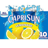 Capri Sun Flavored with Other Natural Flavor Juice Drink Blend, 10 Pouches, for School Lunches and On-the-Go Hydration, Lemonade, All Natural