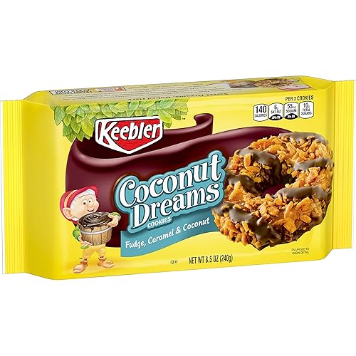 Keebler Coconut Dreams Cookies, Caramel and Coconut, 8.5 Ounce Tray, Pack of 4