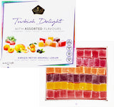 Cerez Pazari Turkish Delight Candy With Assorted Flavors 16 oz, Gourmet Snacks Gift Box, No Nuts Sweet Traditional Confectionery Vegan Candy Dessert