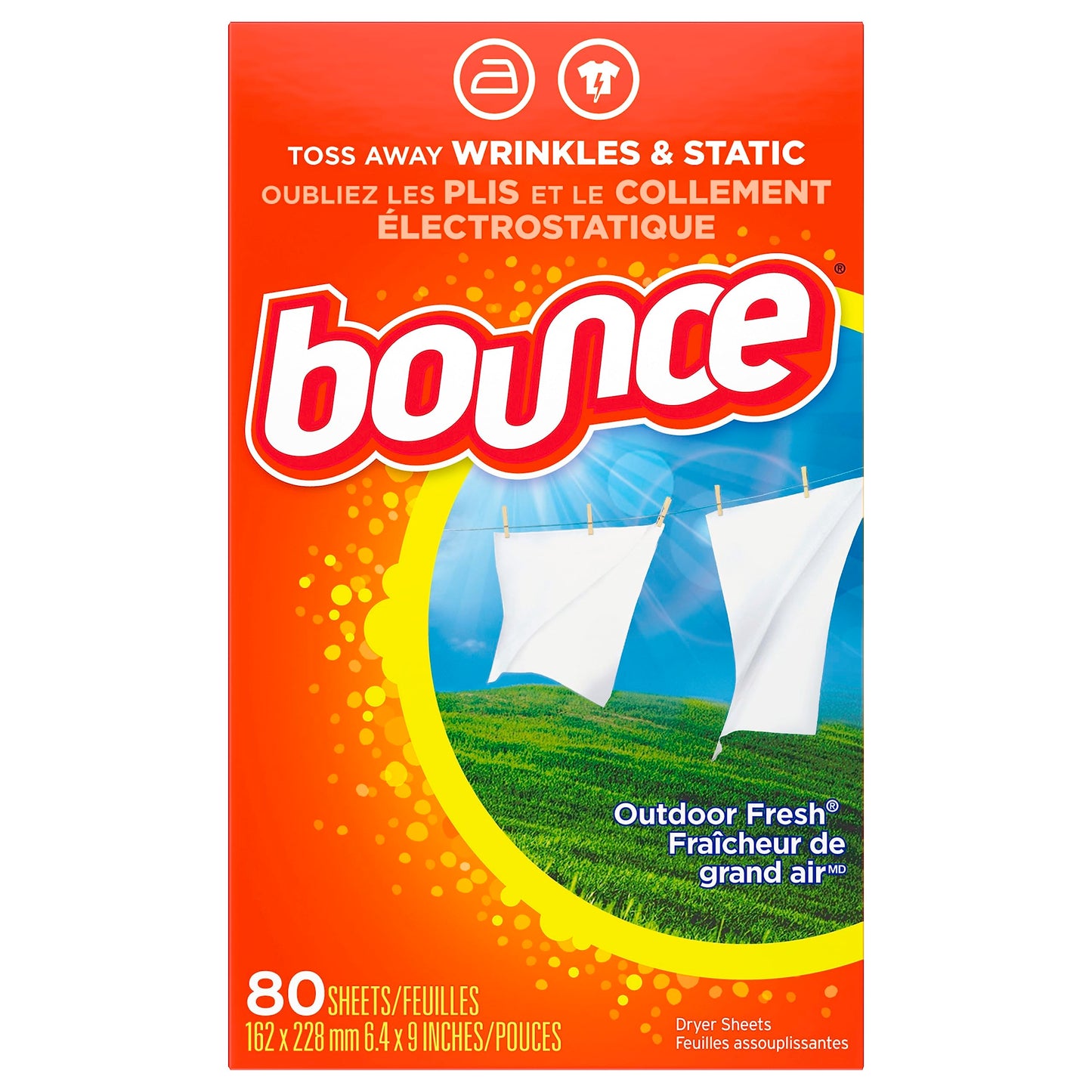 Bounce 80068 Outdoor Fresh Scent Fabric Softener Sheets 80 Count