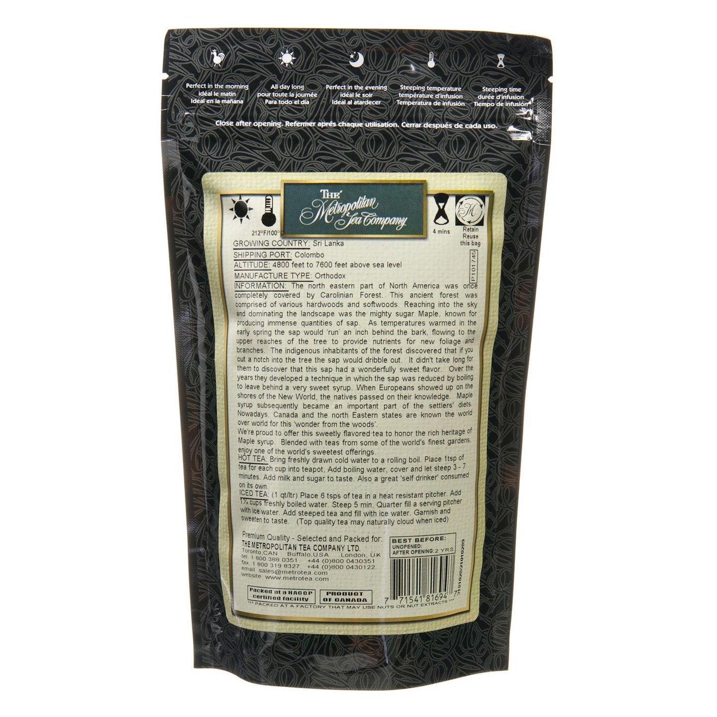 Metropolitan Tea Discovery Loose Tea Pack, Maple Flavored Black, 100gm