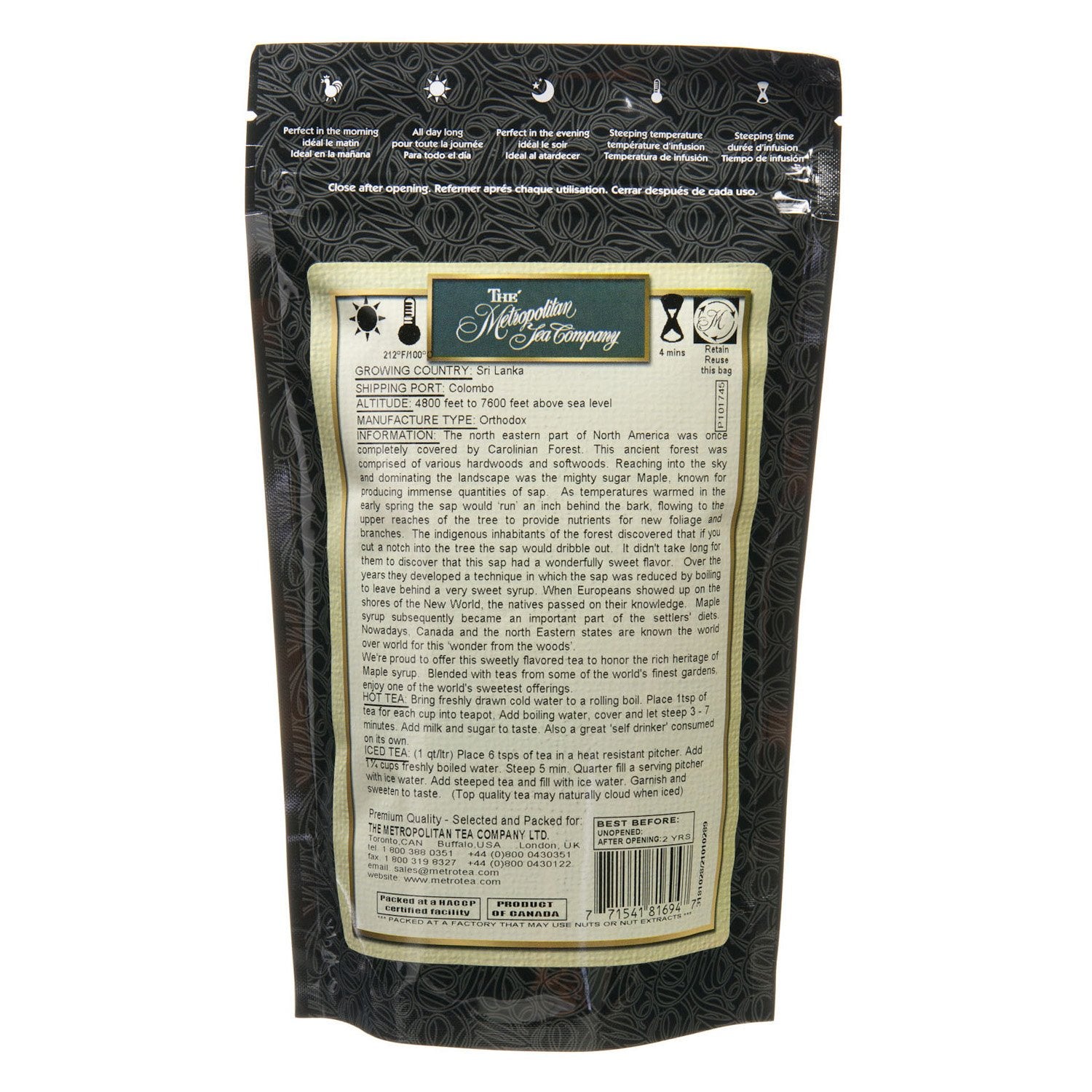Metropolitan Tea Discovery Loose Tea Pack, Maple Flavored Black, 100gm