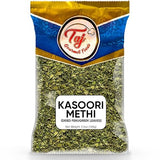 TAJ Kasoori Methi, Dried Fenugreek Leaves Pouch | 100g (3.5oz)