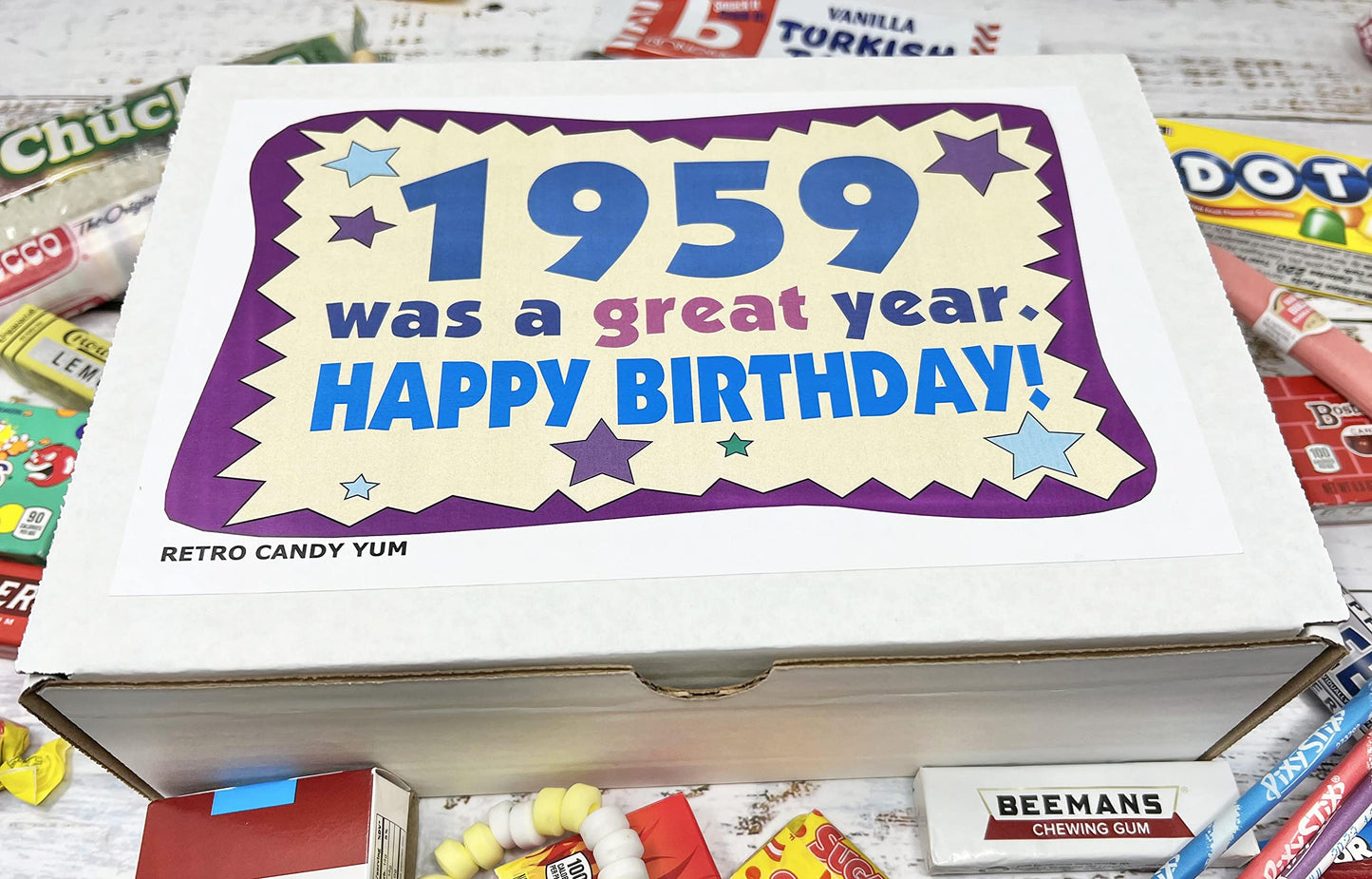 RETRO CANDY YUM ~ 1959 67th Birthday Gift Ideas Nostalgic Candy Assortment from Childhood for 67 Year Old Man or Woman Born 1959 Jr