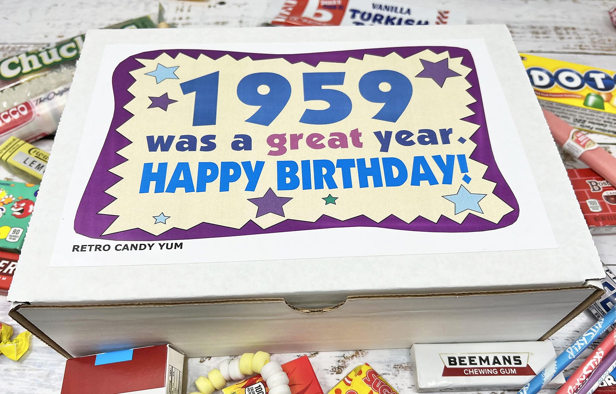RETRO CANDY YUM ~ 1959 67th Birthday Gift Ideas Nostalgic Candy Assortment from Childhood for 67 Year Old Man or Woman Born 1959 Jr