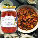 Sicilian Eggplant Caponata, Appetizer, Big Jar 34.5 oz, Sicilian recipe for Antipasto, side dish or pasta with Eggplant, Tomato, Onion, Celery, Olives