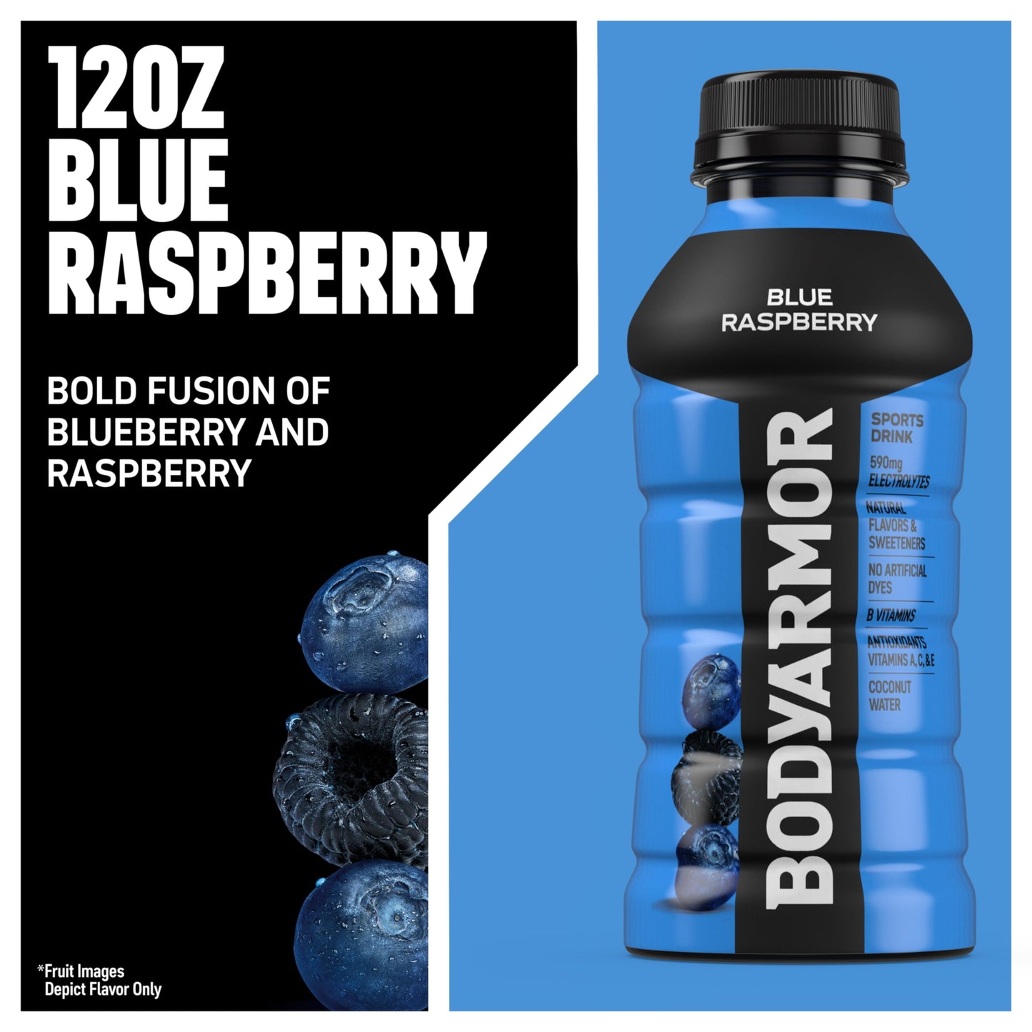 BODYARMOR Sports Drink, Blue Raspberry, Electrolyte Drink Hydration, 12 Fl Oz Bottles (8 Pack), Flavored Coconut Water with B Vitamins & Antioxidants