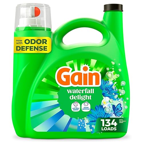 Gain Liquid Laundry Detergent with Odor Defense, Waterfall Delight Scent, Laundry Soap For HE Washing Machines, 177 fl oz, 134 Loads (Packaging May