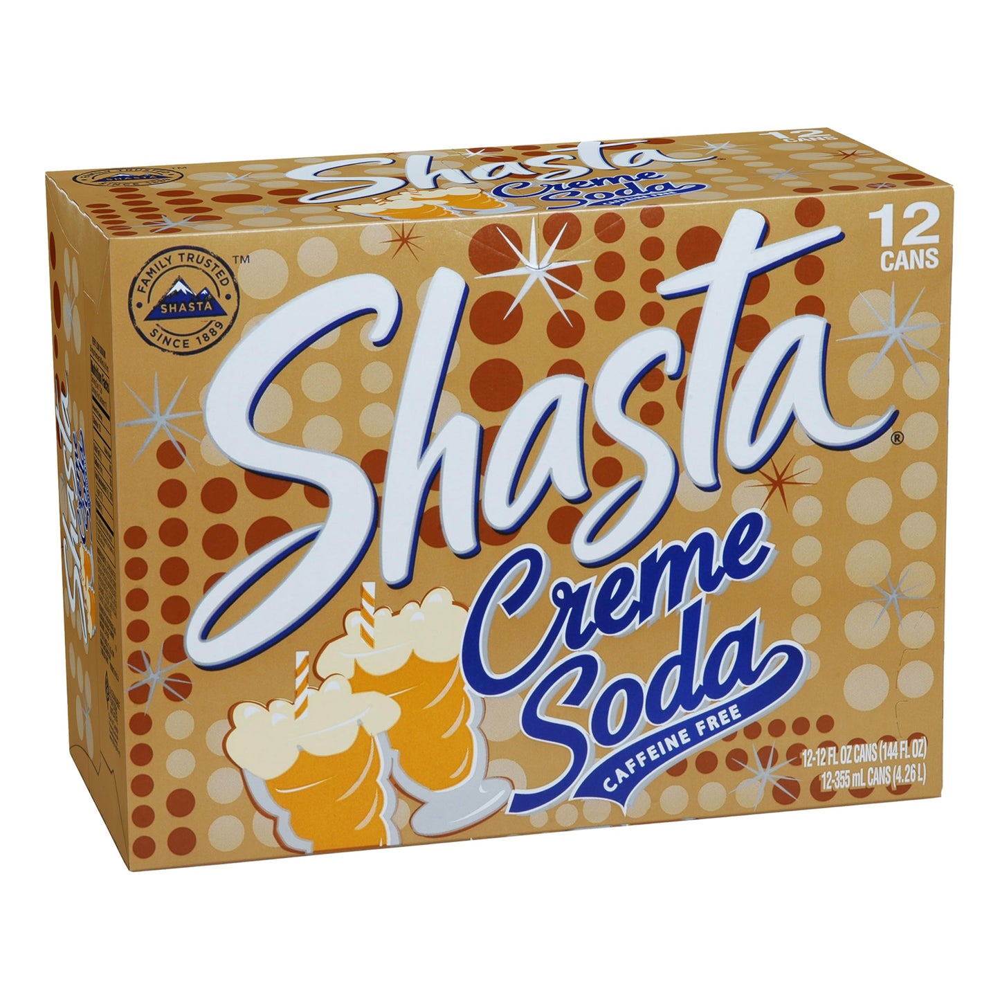 Shasta Creme Soda | 12-Pack of 12oz Cans | Smooth Vanilla Cream Flavor | Sweet & Nostalgic | Caffeine-Free