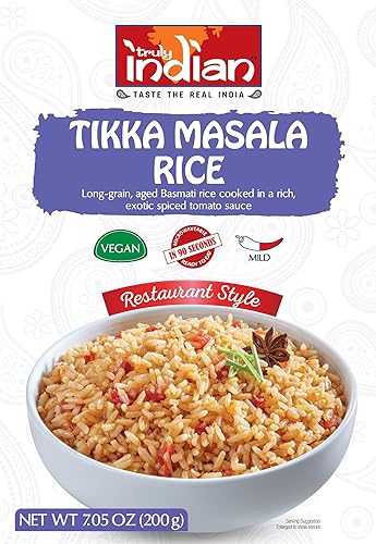 Truly Indian Tikka Masala Rice | Long-Grain, Aged Basmati Rice | Authentic Traditional Indian Rice Dishes Made With Locally Grown Ingredients | Ready to Eat, Vegan, Microwaveable Meal