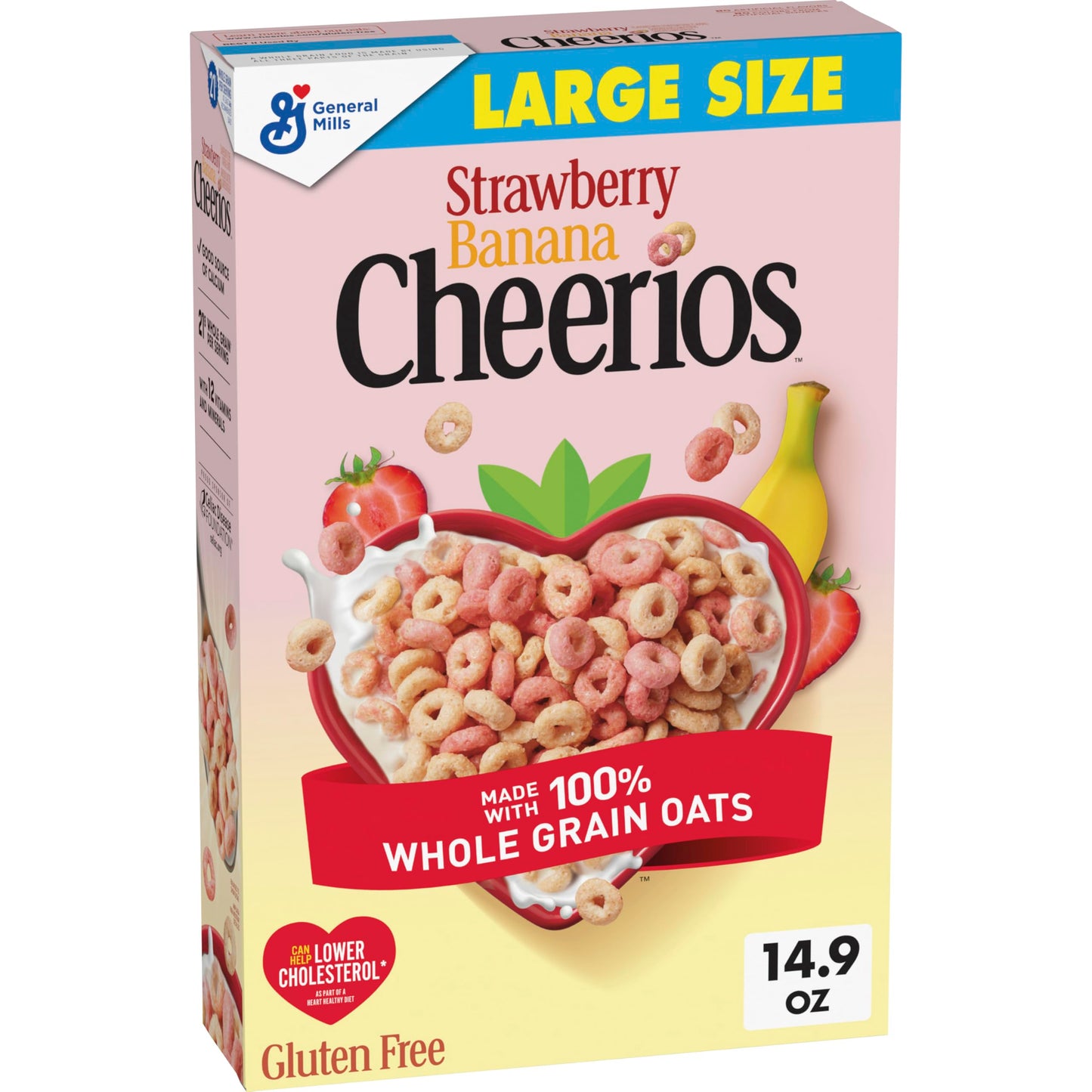 Strawberry Banana Cheerios, Heart Healthy Gluten Free Breakfast Cereal, Made with Whole Grain Oats, Large Size, 14.9 oz
