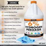 Chromex 6 Percent Hydrogen Peroxide, Food Grade, Home, Kitchen, Bath Cleaner, Laundry, Whitening (128 fl oz (Pack of 1)), NSF Certified