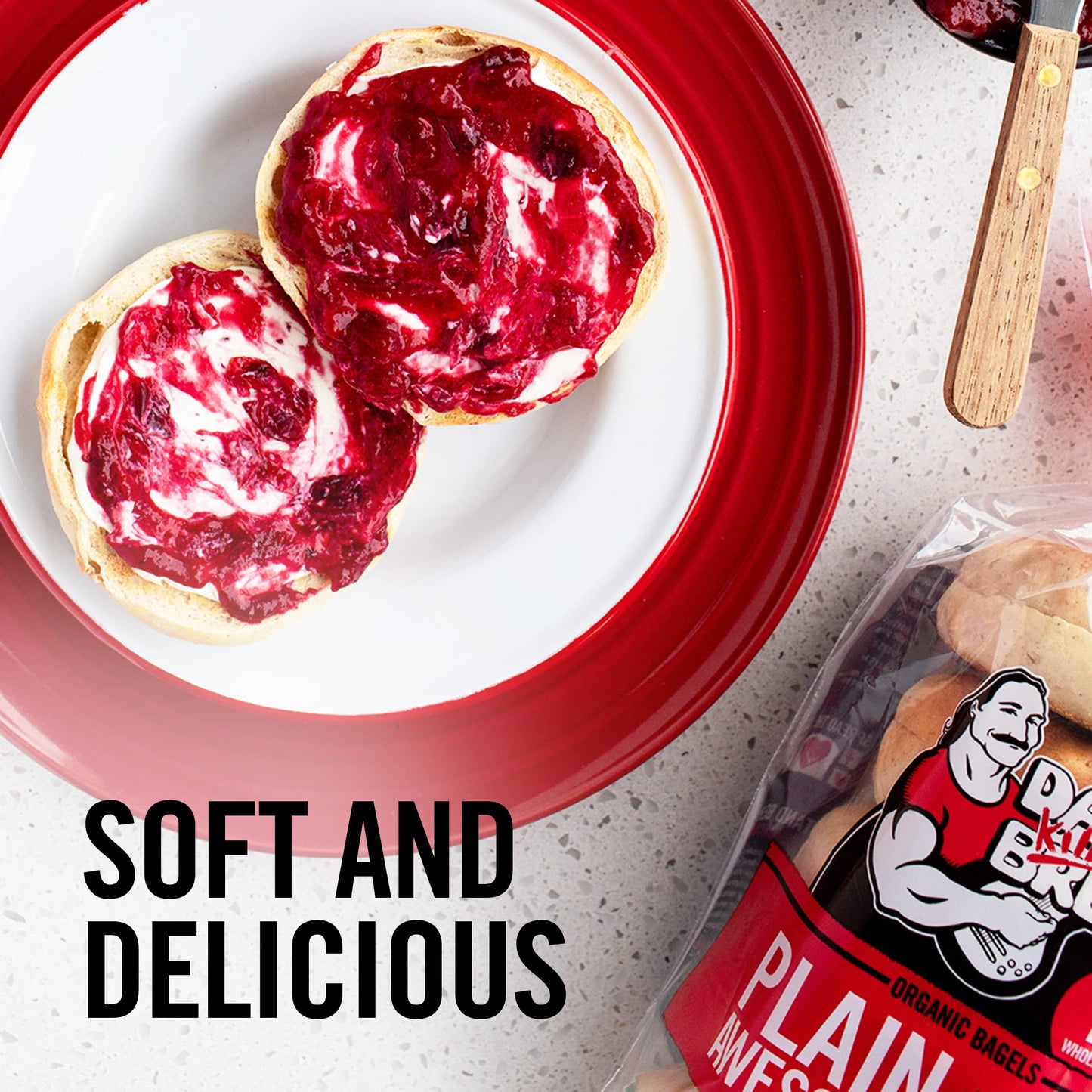 Dave's Killer Bread Plain Awesome Bagels, Organic Bagels, 15g Whole Grains per Bagel, 5 Count