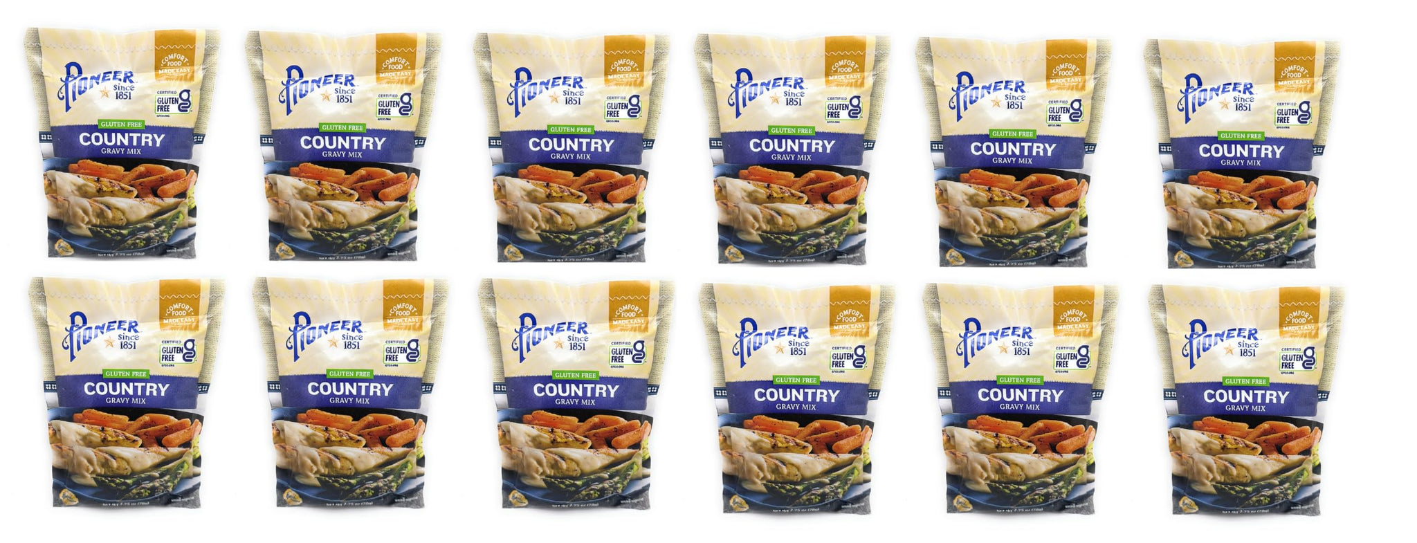 Pioneer Brand Gravy Mix Packets - Makes 2 Cups (Pack of 12) (Gluten Free Country)