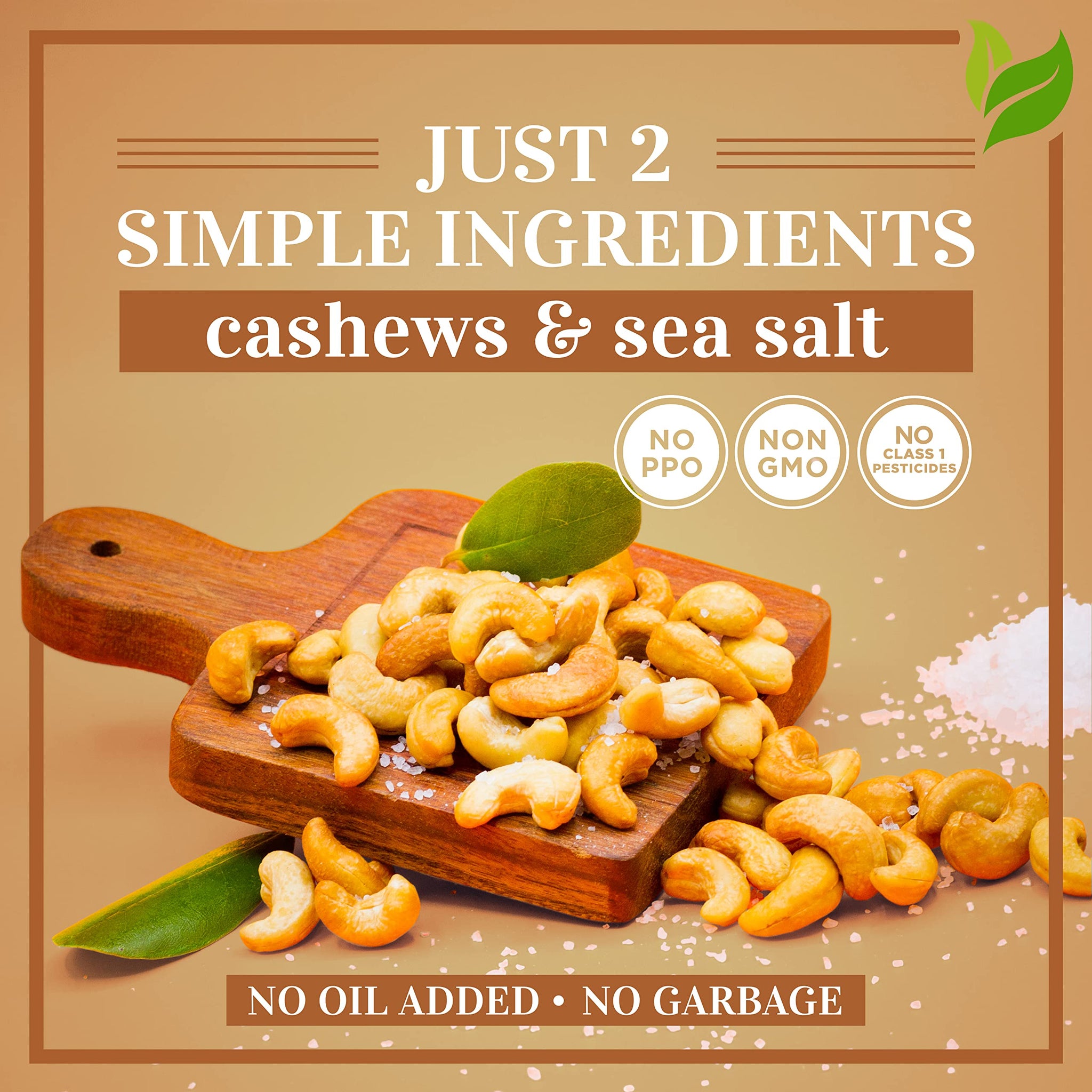 Oven Dry Roasted Fancy Cashews with Sea Salt-48 oz (3 lb) | Whole | No Oil | No PPO | Vegan and Keto Friendly | Made from Natural