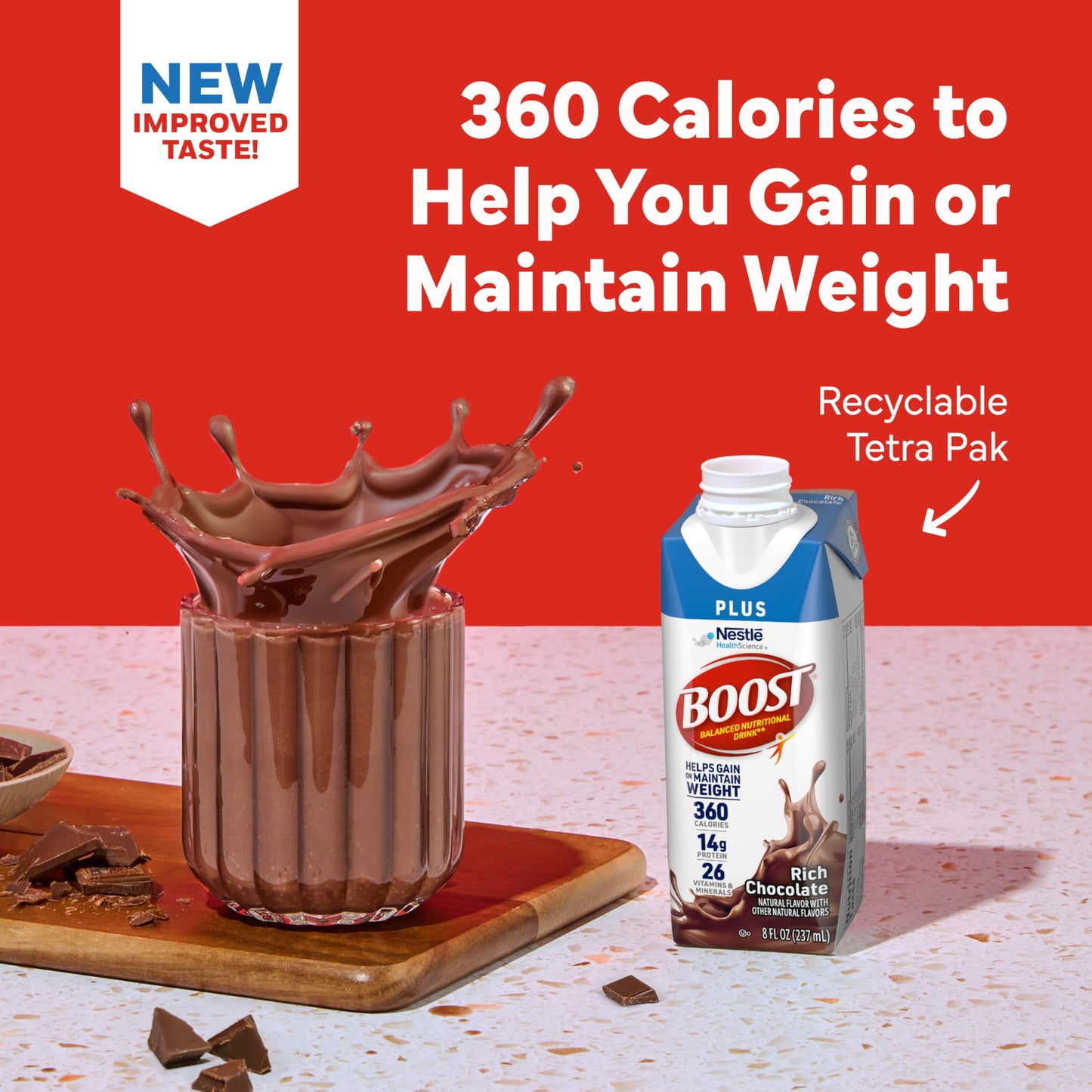 BOOST Plus Balanced Nutritional Drink, Rich Chocolate, 8 FL OZ (Pack of 6)