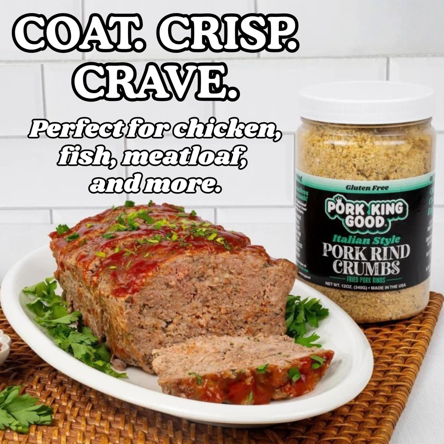 Pork King Good Italian Pork Rind Crumbs (Low Carb Keto Diet)! Perfect For Ketogenic, Paleo, Gluten-Free, Sugar Free and Bariatric Diets. 0 Carbs!