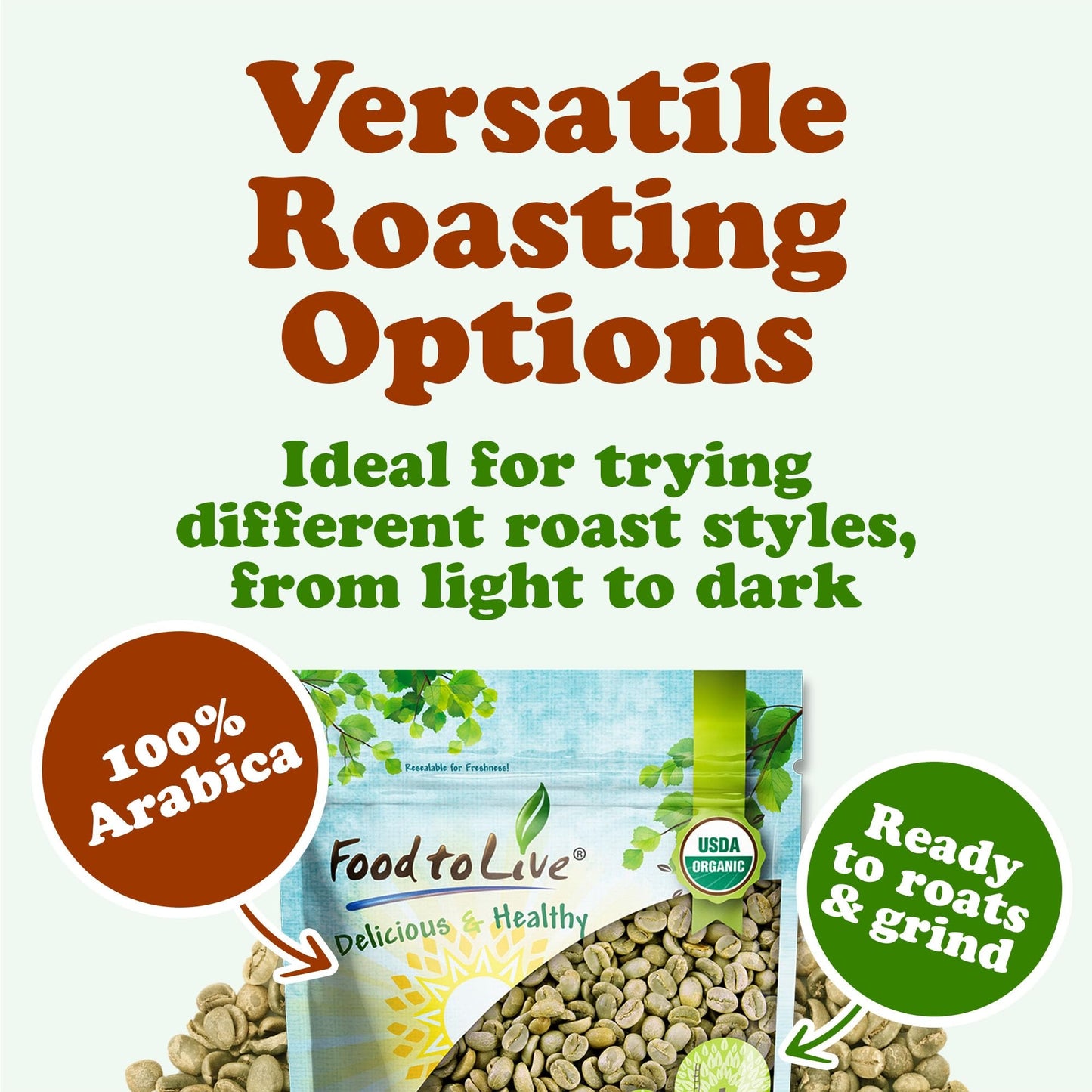 Food to Live Organic Honduran Arabica Green Coffee Beans, 12 Ounces - Whole, Unroasted, Washed Bean. Single Origin. Fresh Crop. Non-GMO, Vegan