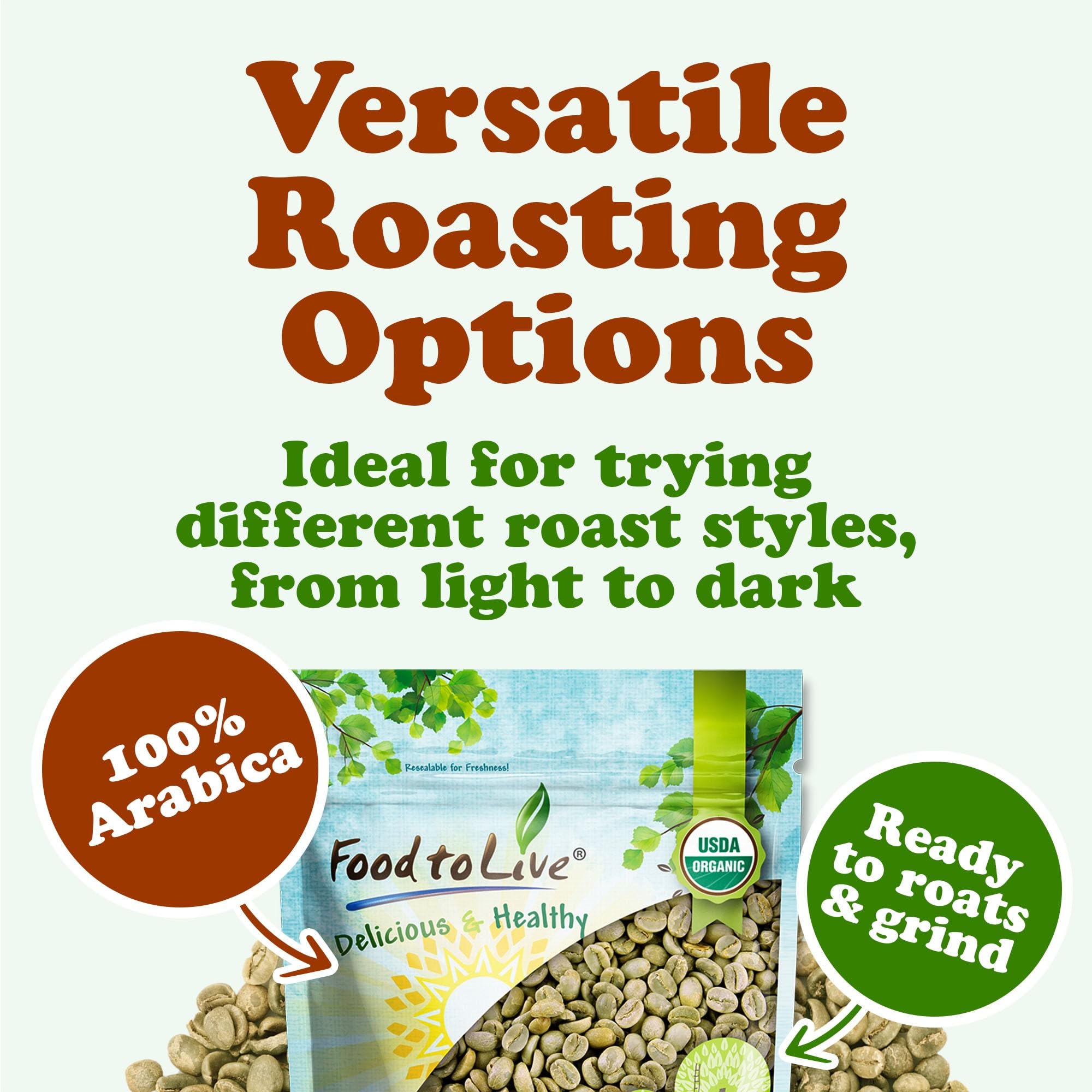 Food to Live Organic Honduran Arabica Green Coffee Beans, 12 Ounces - Whole, Unroasted, Washed Bean. Single Origin. Fresh Crop. Non-GMO, Vegan