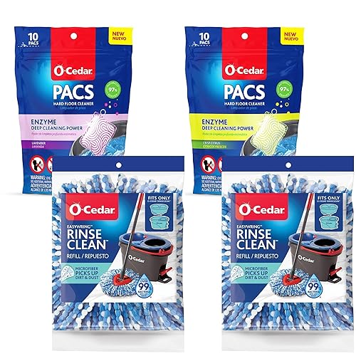 O-Cedar 2 Rinseclean Refills + 1 Citrus and 1 Lavender Pacs (Variety Pack)