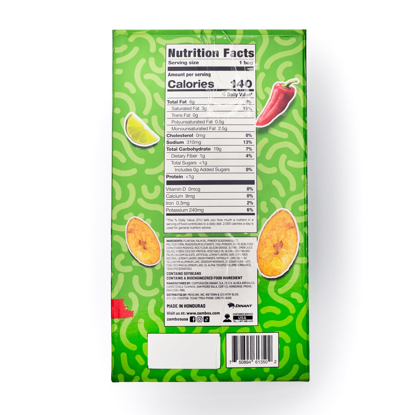 Zambos Chile Limón Plantain Chips, 1 oz - Crunchy Snack, Gluten Free - Bold Chili Lime Flavor (Pack of 18)