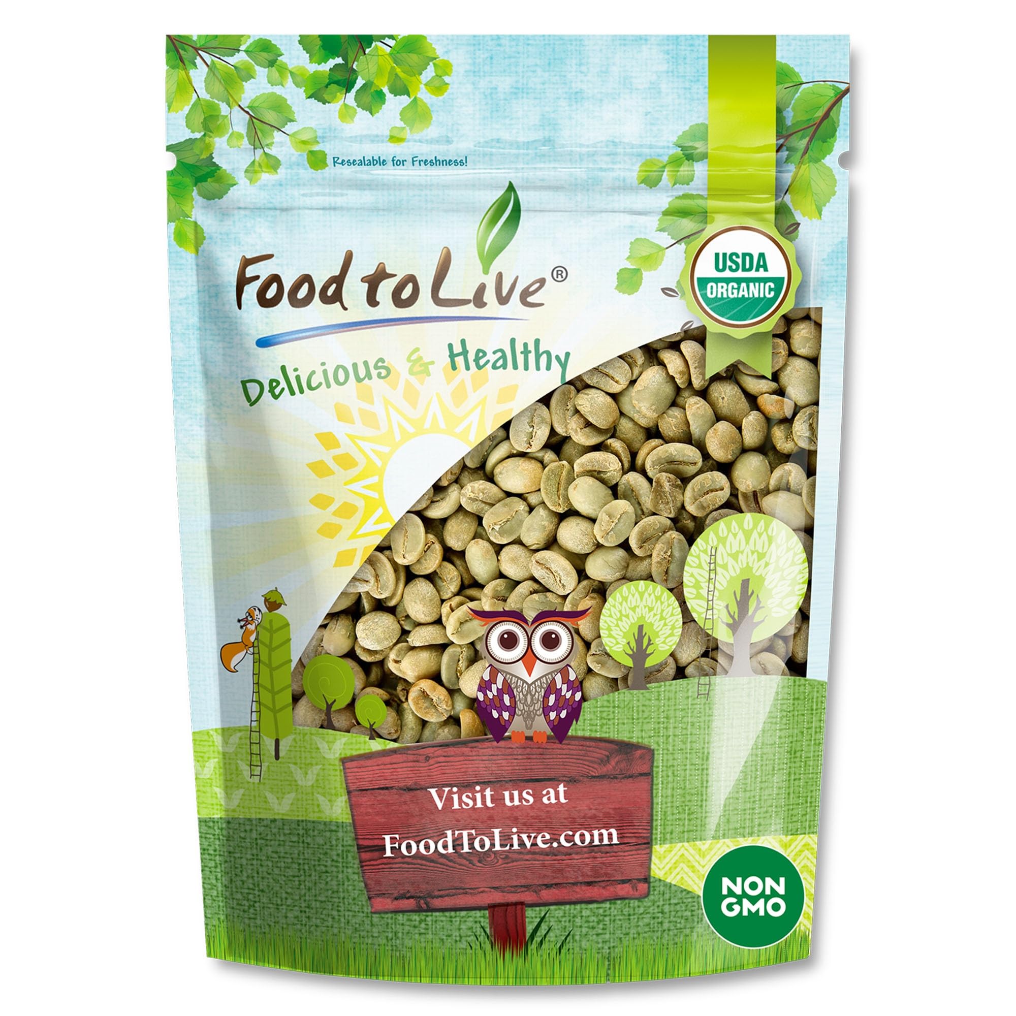 Food to Live Organic Colombian Huila Arabica Green Coffee Beans, 12 Ounces - Whole, Unroasted, Washed Bean. Single Origin. Fresh Crop. No-GMO, Vegan