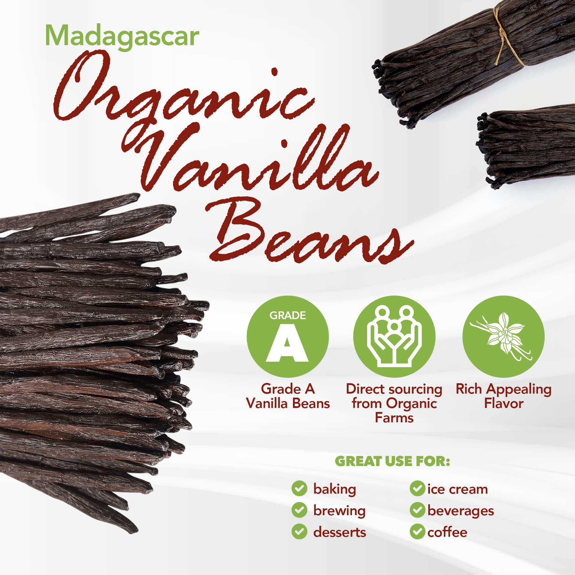 50 Organic Grade A Madagascar Vanilla Beans. Certified USDA Organic for Extract and All Things Vanilla. ~5" by FITNCLEAN VANILLA. Bulk Fresh NON-GMO