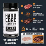 Hardcore Carnivore Black Bar-B-Q Rub Seasoning - 13 oz Bottles (Pack of 2) - For Burger and Steak - Bbq Rub Seasoning with Bag Clip