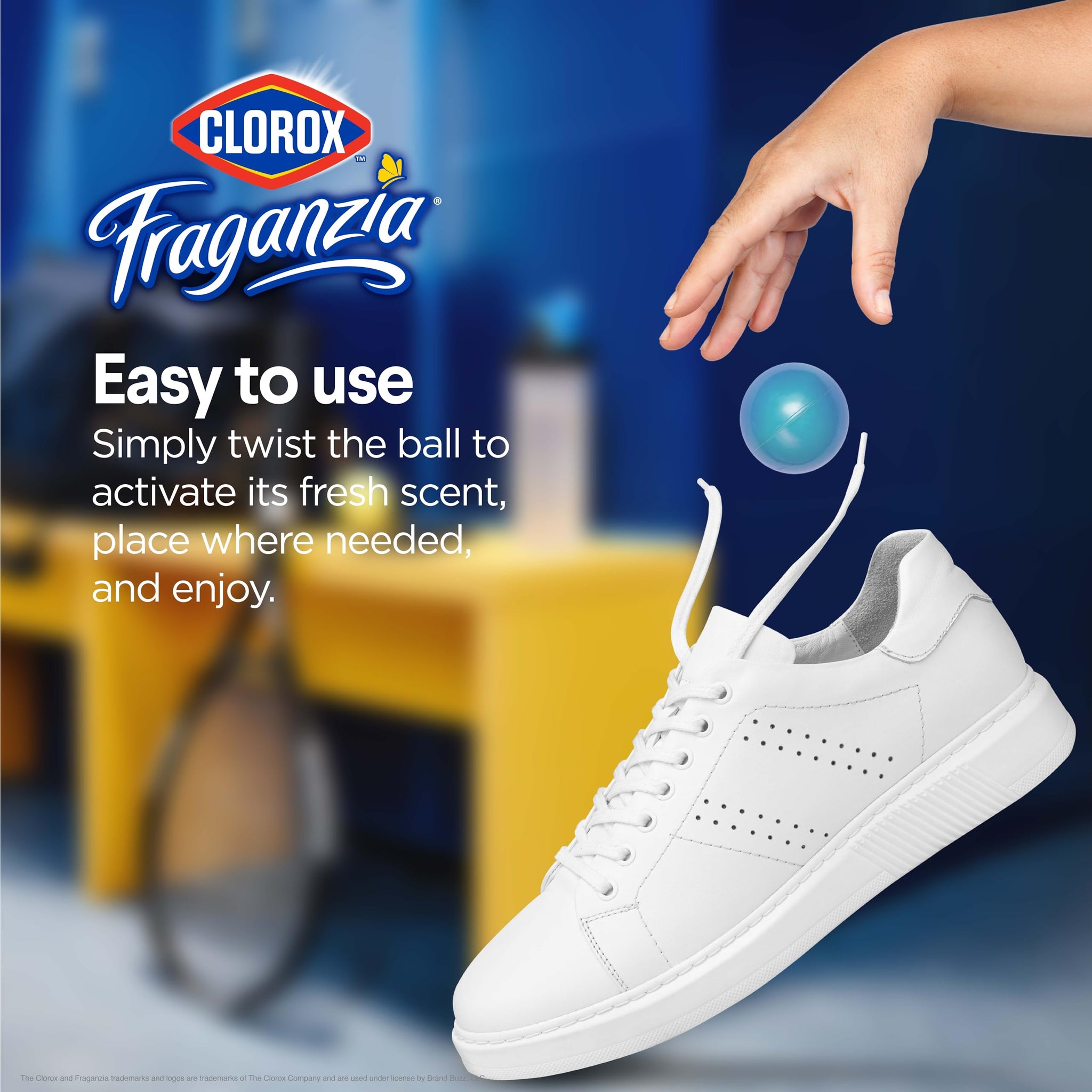 Clorox Fraganzia Deodorizing Balls for Shoes and Small Spaces, Twist-to-Activate No-Plug Odor Refresher Pods for Gym Bags, Lockers, Drawers