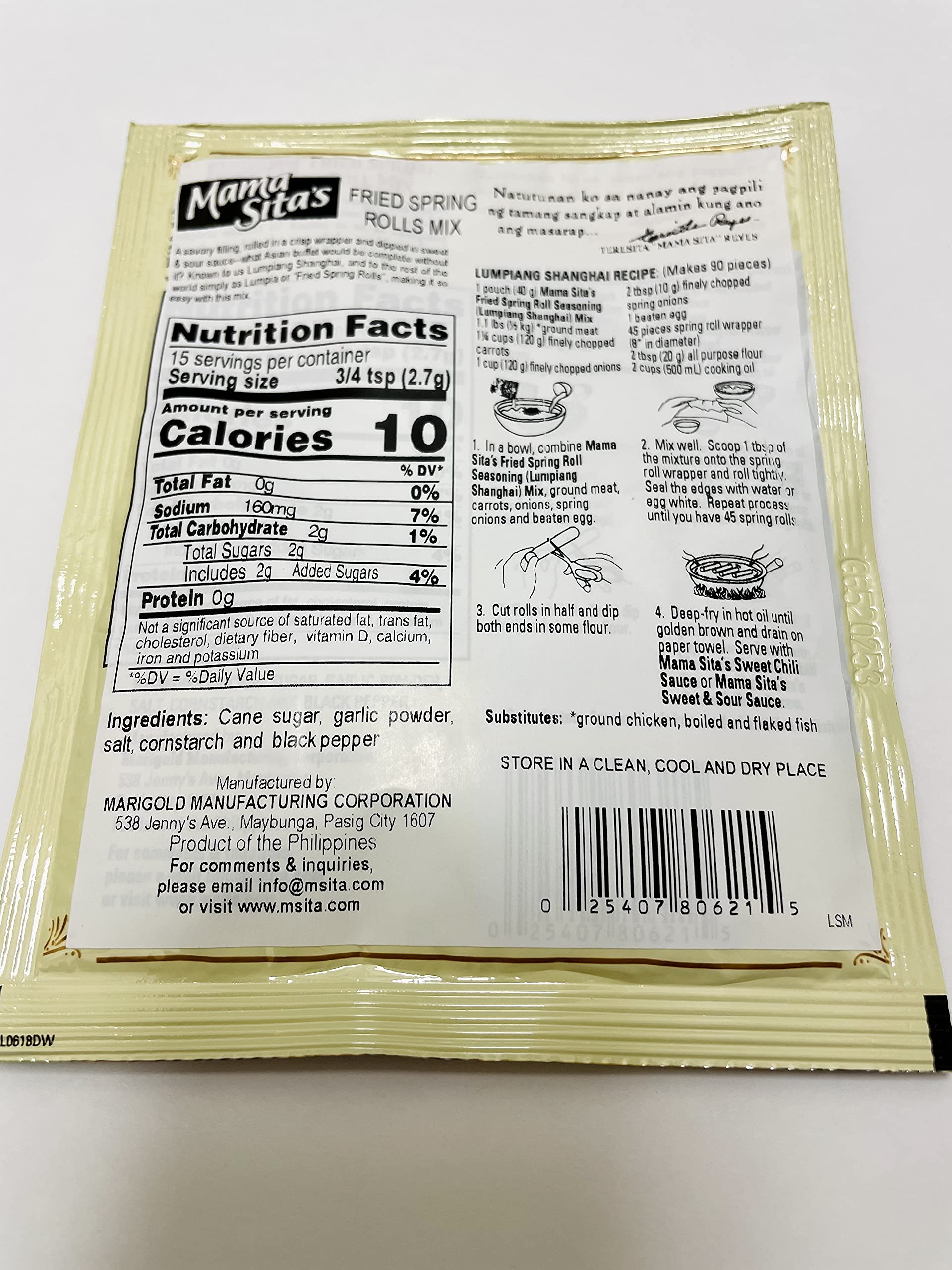 Mama Sita's Lumpiang Shanghai Mix, Springroll Seasoning Mix, 2 packs