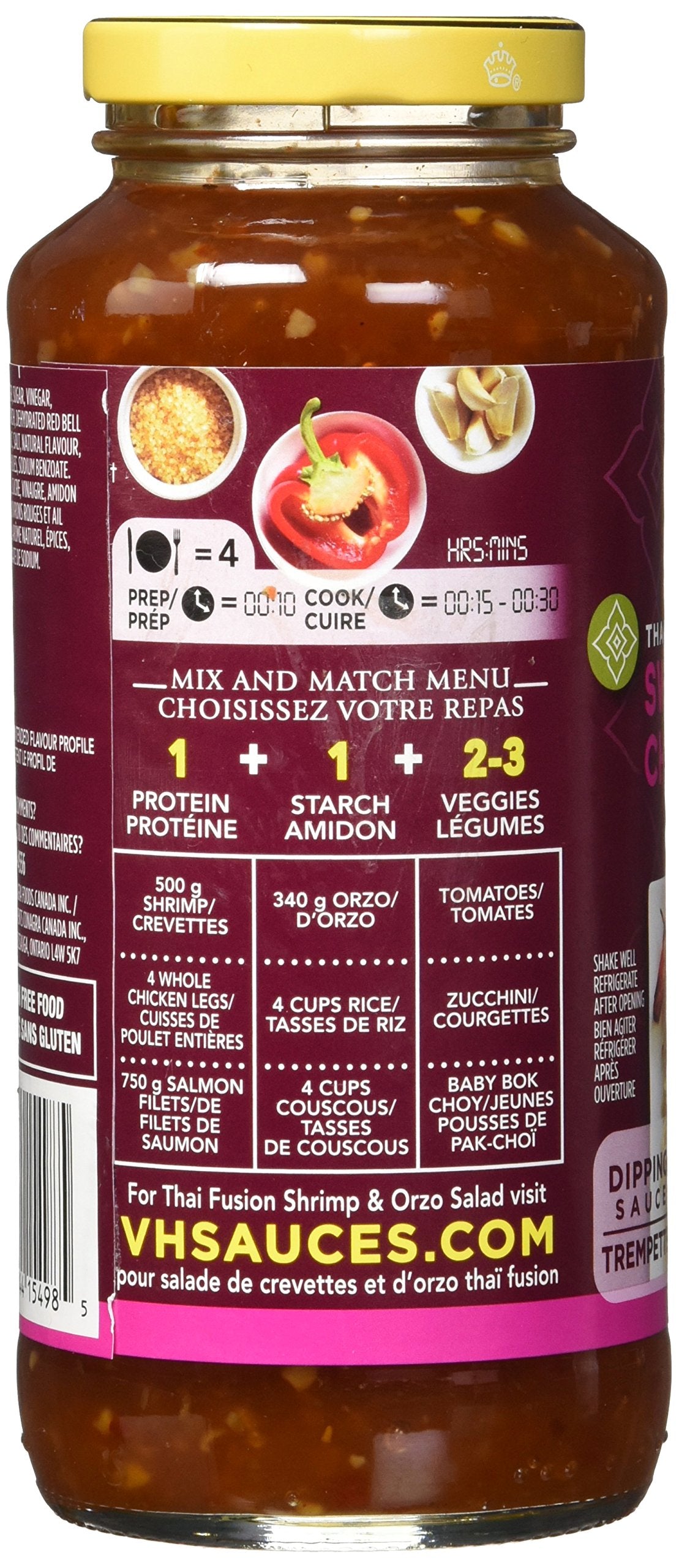 VH Sweet Thai Chili Dipping Sauce (12 Count), 341ml/11.5oz, Jars, (Imported from Canada)