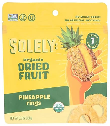 SOLELY Organic Dried Pineapple Rings, Large (Pack of 1) | One Ingredient | Vegan | Non-GMO | No Added Sugar