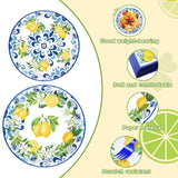 100 Pieces Mediterranean Citrus Party Tableware Set - Blue White Lemon Plates, Napkins and Forks, Disposable Dinnerware for Summer Birthday, Bridal
