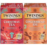 Twinings Christmas and Gingerbread Black Teas, 2-20 Count Packs, 40 Individually Wrapped Tea Bags, Aromatic with Holiday Spices, Caffeinated, Enjoy