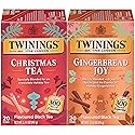 Twinings Christmas and Gingerbread Black Teas, 2-20 Count Packs, 40 Individually Wrapped Tea Bags, Aromatic with Holiday Spices, Caffeinated, Enjoy