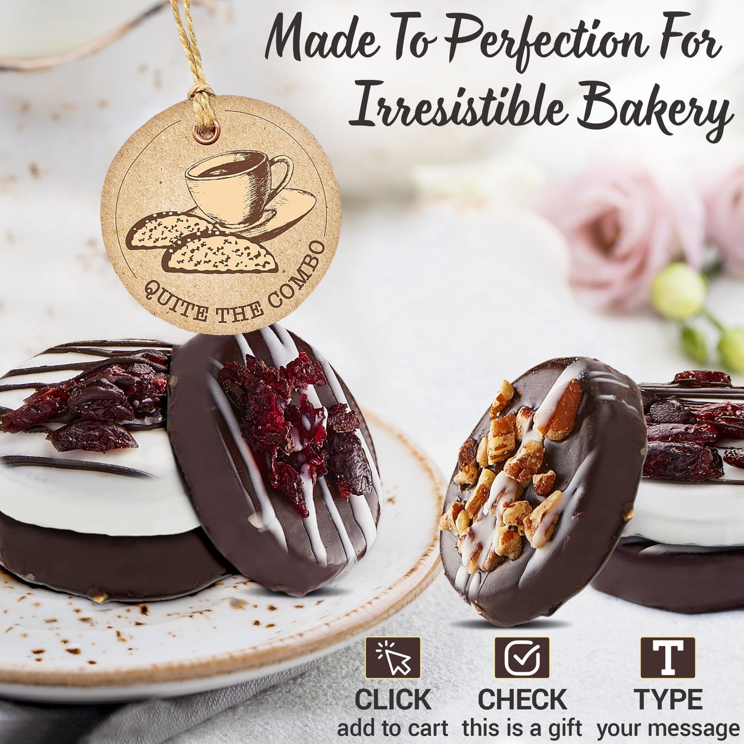 Pastry Perks Mother’s Day 6 Gourmet Chocolate-Covered Cookies, Gift Box - Sweet Treats for Mom, Grandma, and Women - Food Delivery Gift Ideas