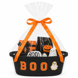 MELLBAY Halloween Boo Gift Basket, Black Boo Trick or Treat Buckets