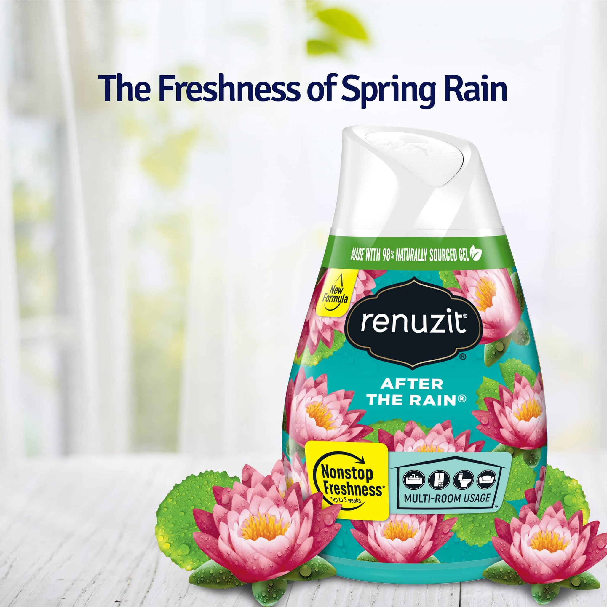 Renuzit Adjustable Gel Air Freshener Cone, After the Rain Scent, Nonstop Freshness, 7oz Cone, 12 Count, brand is Renuzit.