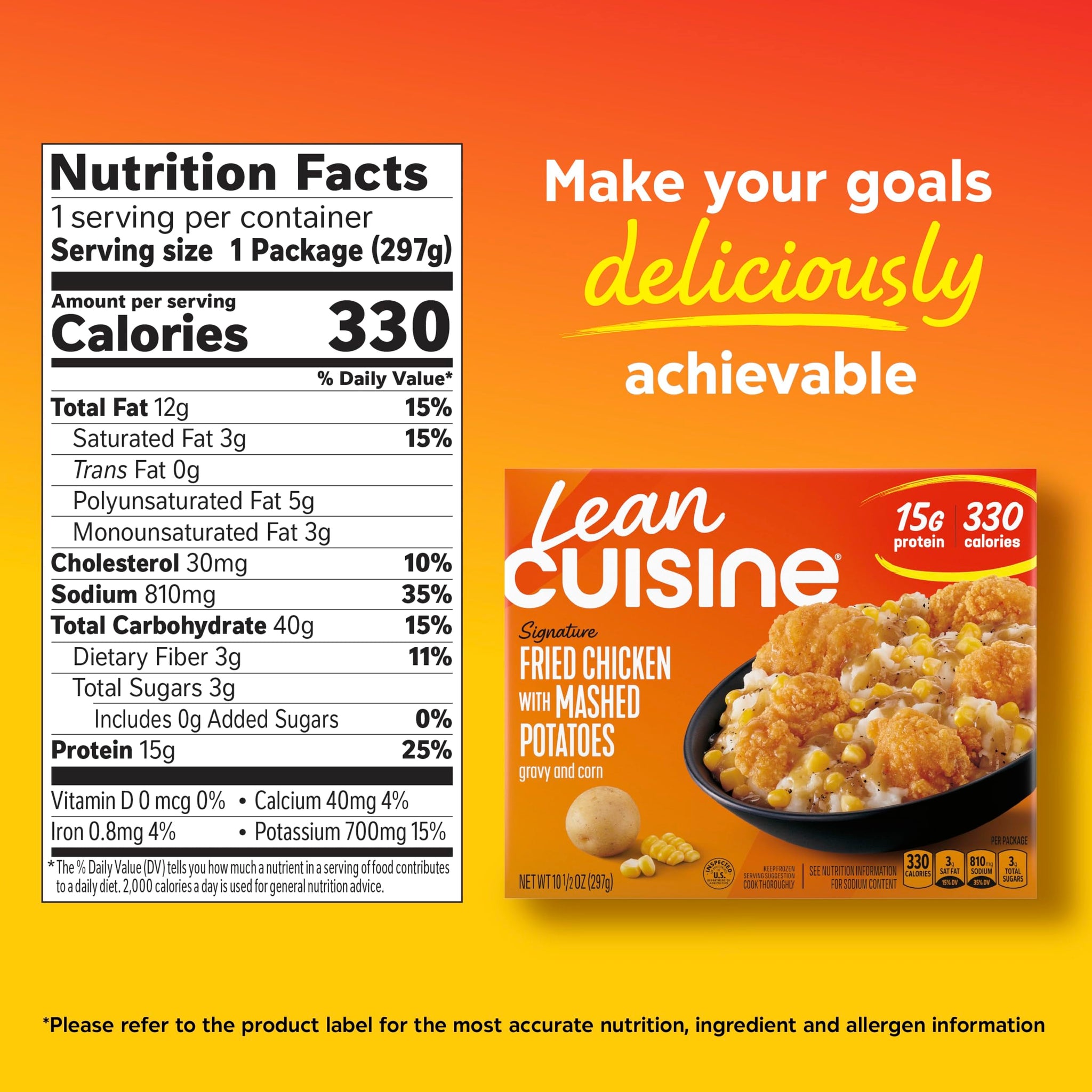 Lean Cuisine Signature Fried Chicken Dinner, Frozen Meals, Frozen Fried Chicken