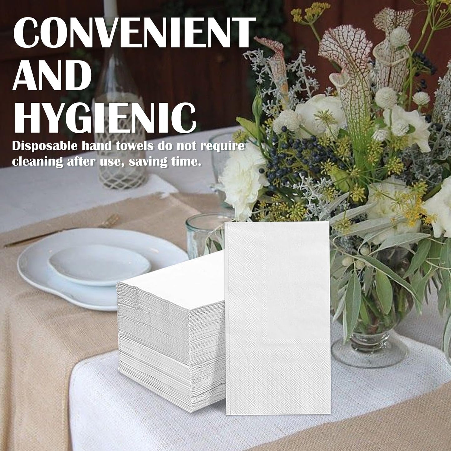 100 PCS Disposable Napkins Disposable Hand Towels, Soft and Absorbent Paper Guest Towels, Disposable Hand Towels Dinner Napkin for Bathroom, Kitchen