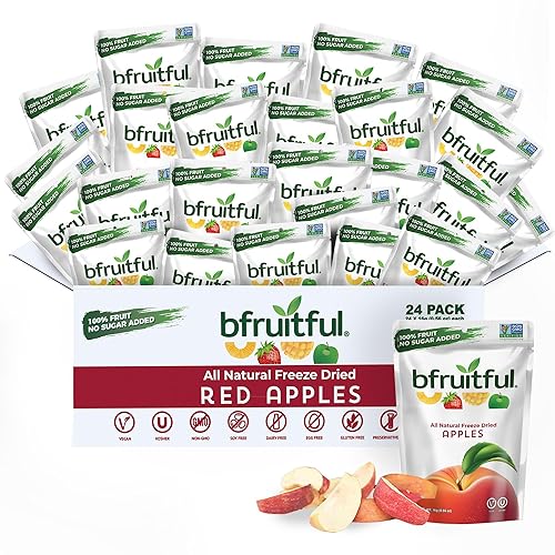 bfruitful Freeze-Dried Apple, Freeze Dried Fruit Snacks, Dried Apples with No Sugar Added, Vegan, Non GMO, Kosher, Wholesome Snack for Kids or Adults