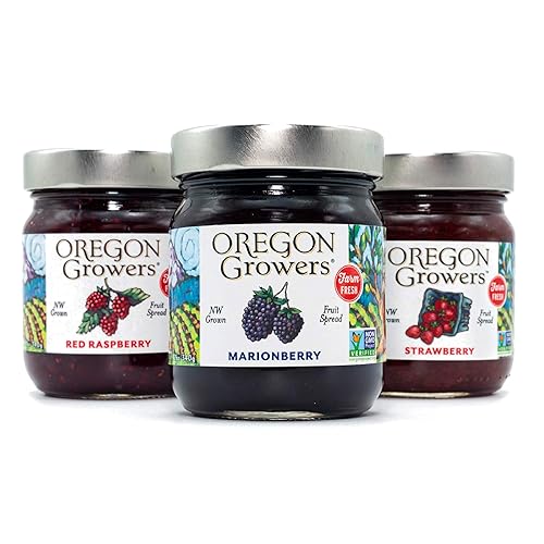 Oregon Growers, Marionberry Jam, Strawberry Jam, & Red Raspberry Jam Variety Pack - Marionberry Preserves, Strawberry Preserves, Red Raspberry