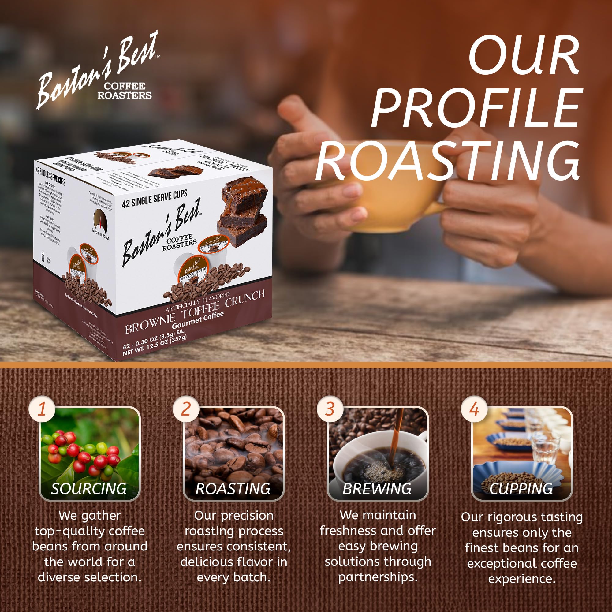 Boston’s Best - Brownie Toffee Flavored Delicious Gourmet Coffee Compatible with Keurig Coffee Maker, 1 Count (42 Single Serve Medium Roast Cups)