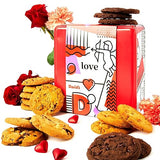 David’s Cookies Assorted Cookie Love Gift Tin, Fresh Baked Gourmet Dessert Sampler, Soft Handmade Cookie Variety, Premium Bakery Cookies for Gifting