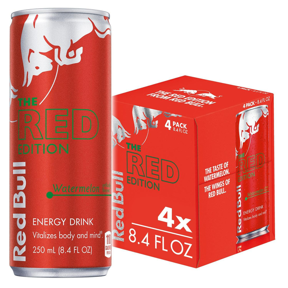Red Bull Red Edition Watermelon Energy Drink, 8.4 Fl Oz, 4 Cans
